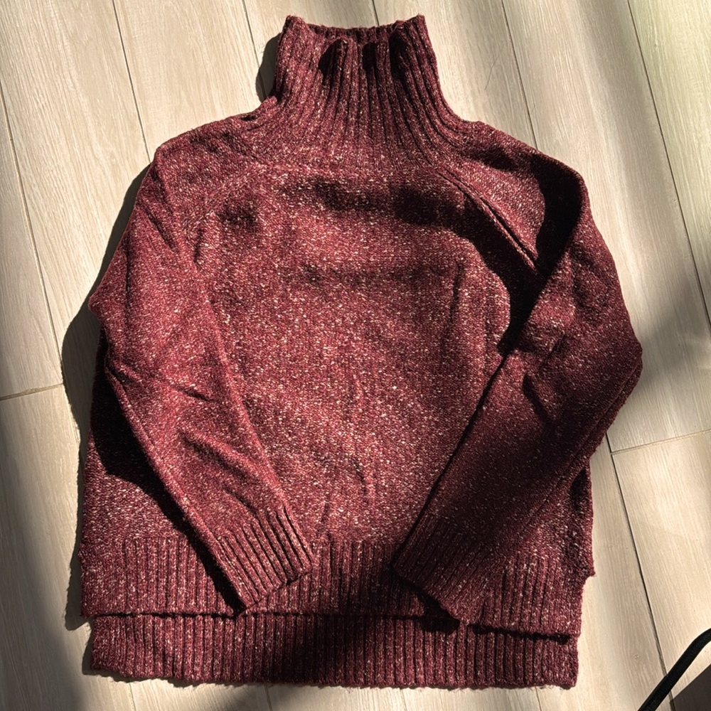 Burgundy turtleneck sweater